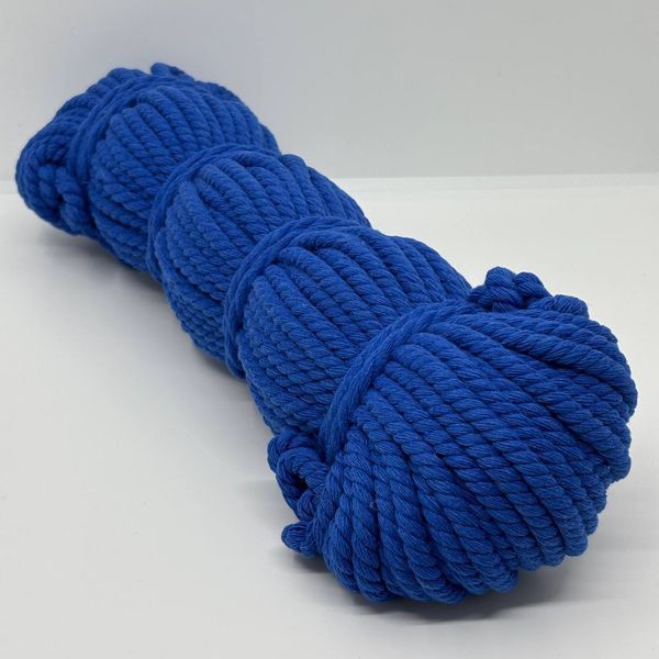 Мотузка бавовняна синя 6 мм 50 м для макраме рукоділля БКДС-6-50 фото